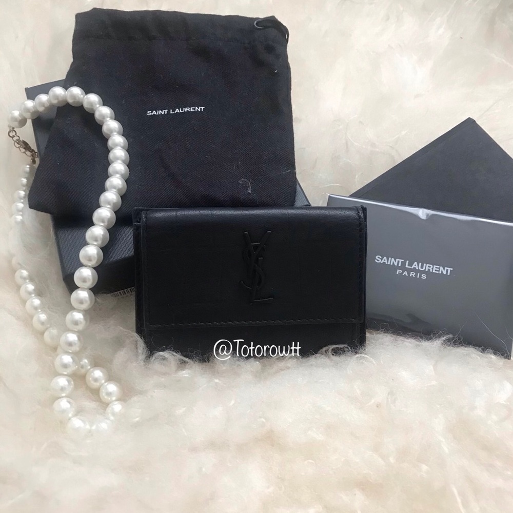 YSL Croc Embossed Card Holder